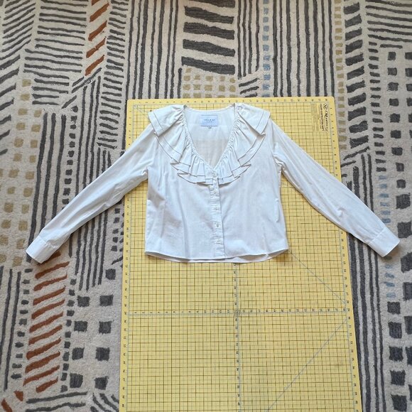 The Shirt Amalia ruffle neck white ruffle button up sz S - Picture 9 of 14